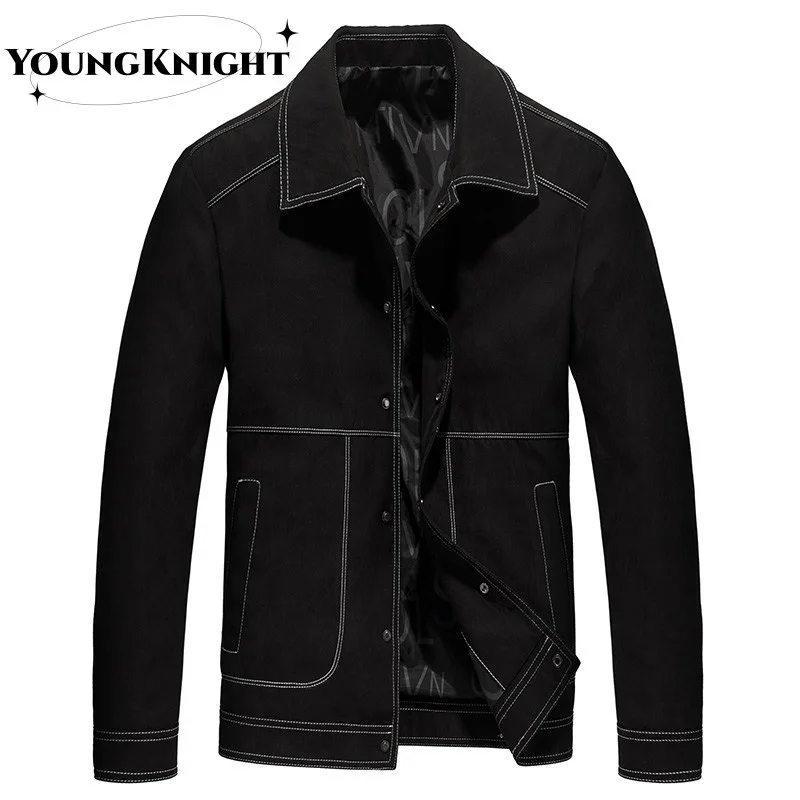 

Men Autumn Winter New Overcoat Plush Thick Locomotive Froc Leather Clothing Trend Field Stand CollarWar Youth Go To Work Jacket