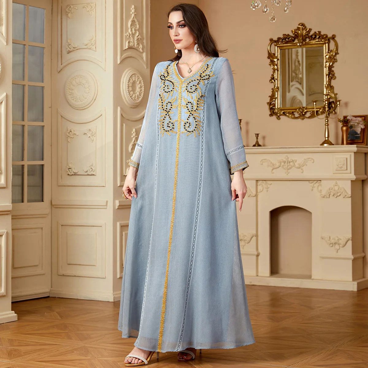 

Eid Mubarak Abaya Women Maxi Dress Embroidery Abaya Muslim Modest Dresses Jalabiya Ramadan Morocco Dubai Kaftan Musulman Loose