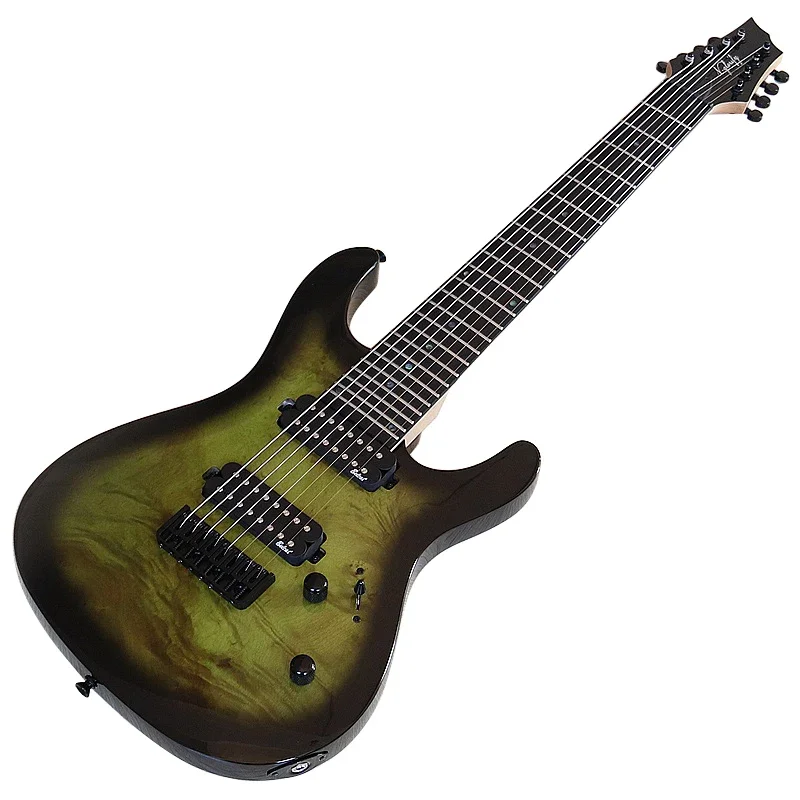 39 Inch Tree Burl T-op Okoume Body Maple Neck Glossy Finish replacement Red&Blue 7 String 8 String Electric Guitar