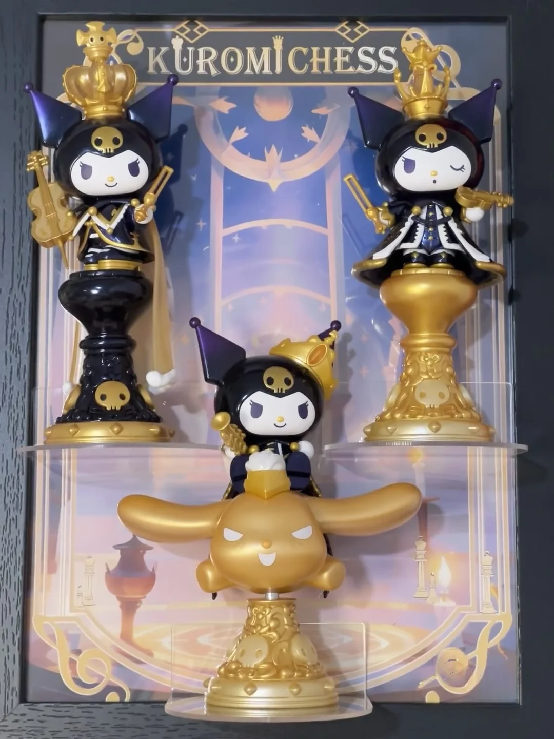 Figurines de dessin animé Sanrio authentiques, série Kuromi, poupées d'échecs Kuromi, boîte mystère, ornements de chambre mignons, jouet cadeau d'anniversaire pour filles