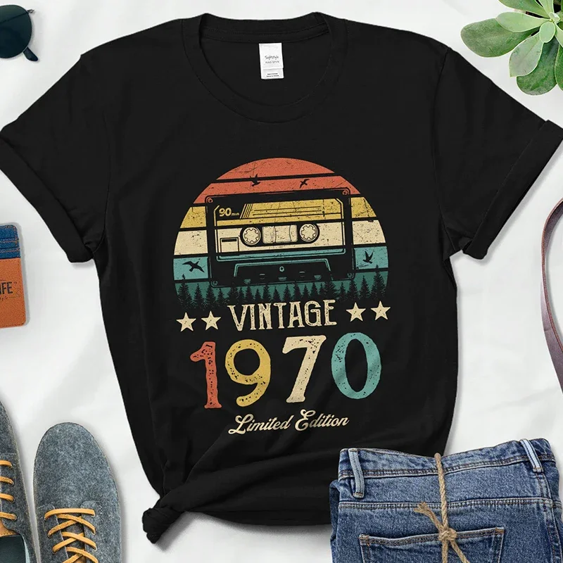 Magnetic Tape Vintage 1970 Limited Edition Woman Tshirts Retro 54rd 54 Years Old Birthday Party Gift Femme T Shirts  Fashion