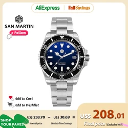 San Martin 40mm Luxury Diving Watch Stainless Steel Waterproof Automatic Mechanical Watches for Men Sapphire 30Bar Lumen SN0111