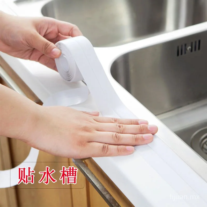 Kitchen Dot Floor Stickers Waterproof Mildew Proof Crack Sealant Sink Sticker Happy Day Corner Tape Water Retaining Bath