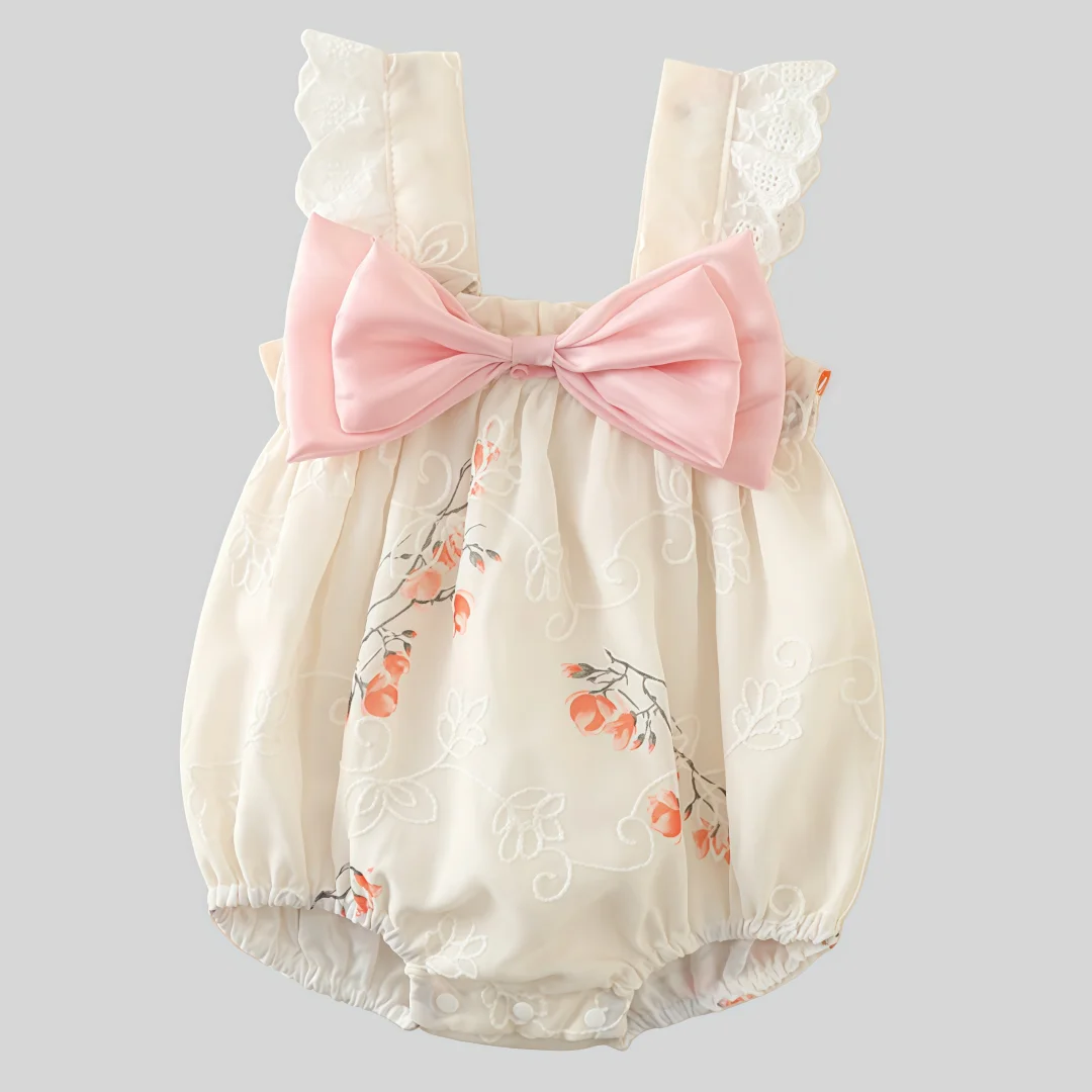 3M-2Y Summer New Sweet Style Baby Bodysuit Lace Ruffle Sleeveless Bow Girls Jumpsuit Breathable Soft Toddler Romper