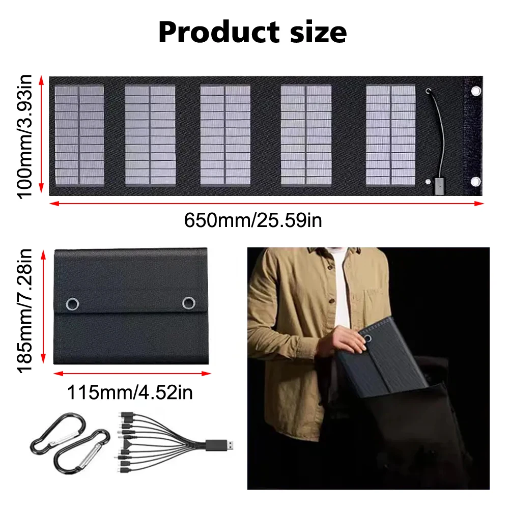 Panel Solar portátil de 15W, tablero de celda de carga rápida de 5V, batería de carga de emergencia para exteriores, Camping, senderismo, cargador de teléfono de viaje