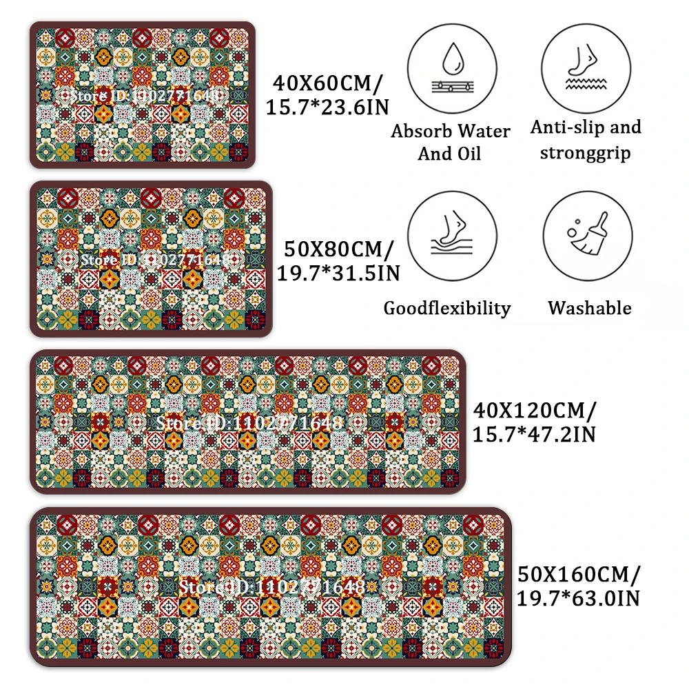Kitchen Simple Mat Extra Long Absorbent Non-Slip Entrance Doormat Rug Carpet Runner Style for Hallways Modern Aesthetic Design