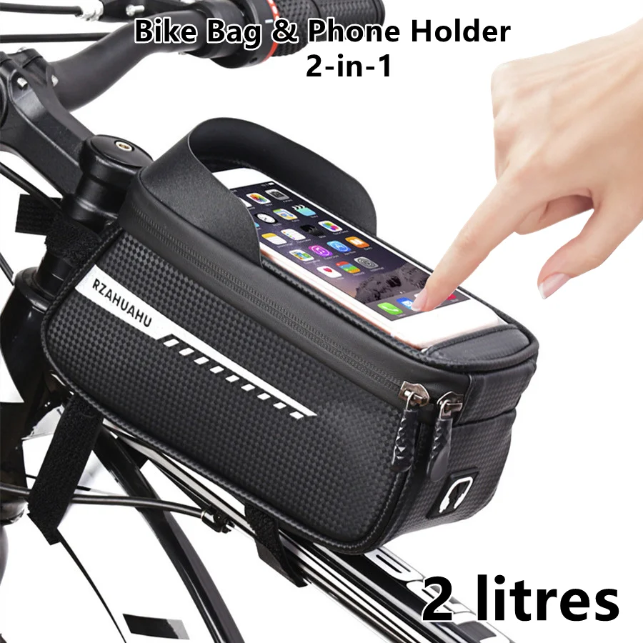 Bicycle Bag 2L Bike Frame Bag Handlebar Mtb Touch Screen Cycling Top Tube EVA Shell Waterproof Phone Holder Bicycle Accessories