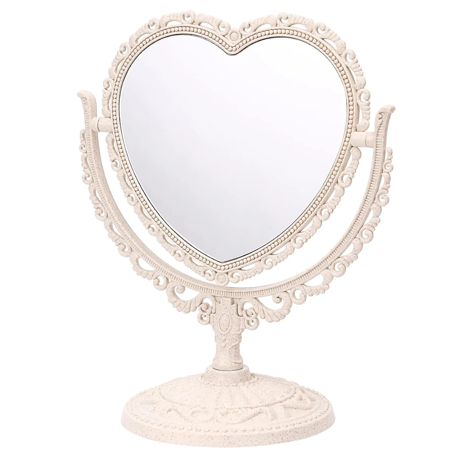 Heart Shaped Makeup Mirror Tabletop Vanity Mirror Double Sided Magnifying Makeup Mirror with    Vintage Bedroom Vanity Mirror