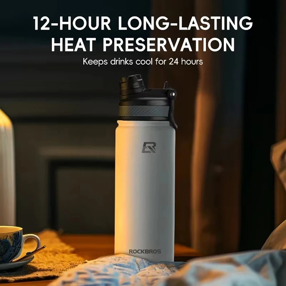 ROCKBROS 1.2L Bicycle Thermal 304 Stainless Water Bottle Large Capacity Sport Fitness Running Hiking Kettle Bike Accessory 자전거용품 - Image 2