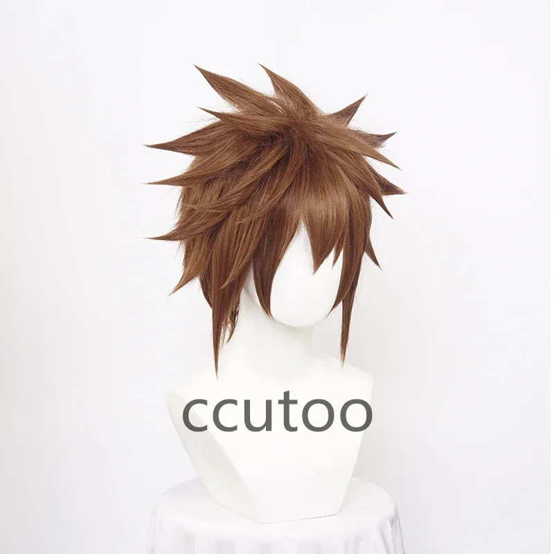 

Zizi 2025 Kingdom Hearts Сора Косплей Коричневые Короткие Синтетические Волосы Хэллоуин Костюм Парики + Кепка Для Парика