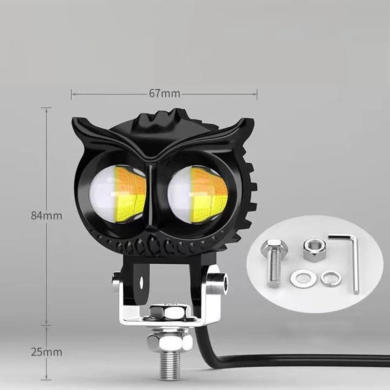 1PC LED motorcycle light binocular owl dual color small steel cannon electric light modification LED light