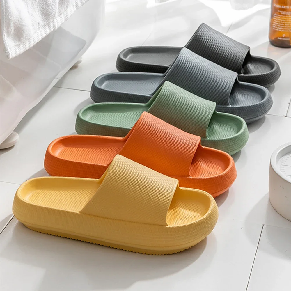Women's Home Bathroom Slippers Men’s Soft Sole Slides Summer Bath Anti Slip Slipper Man Indoor Flip-flops Shower EVA Flat Shoes