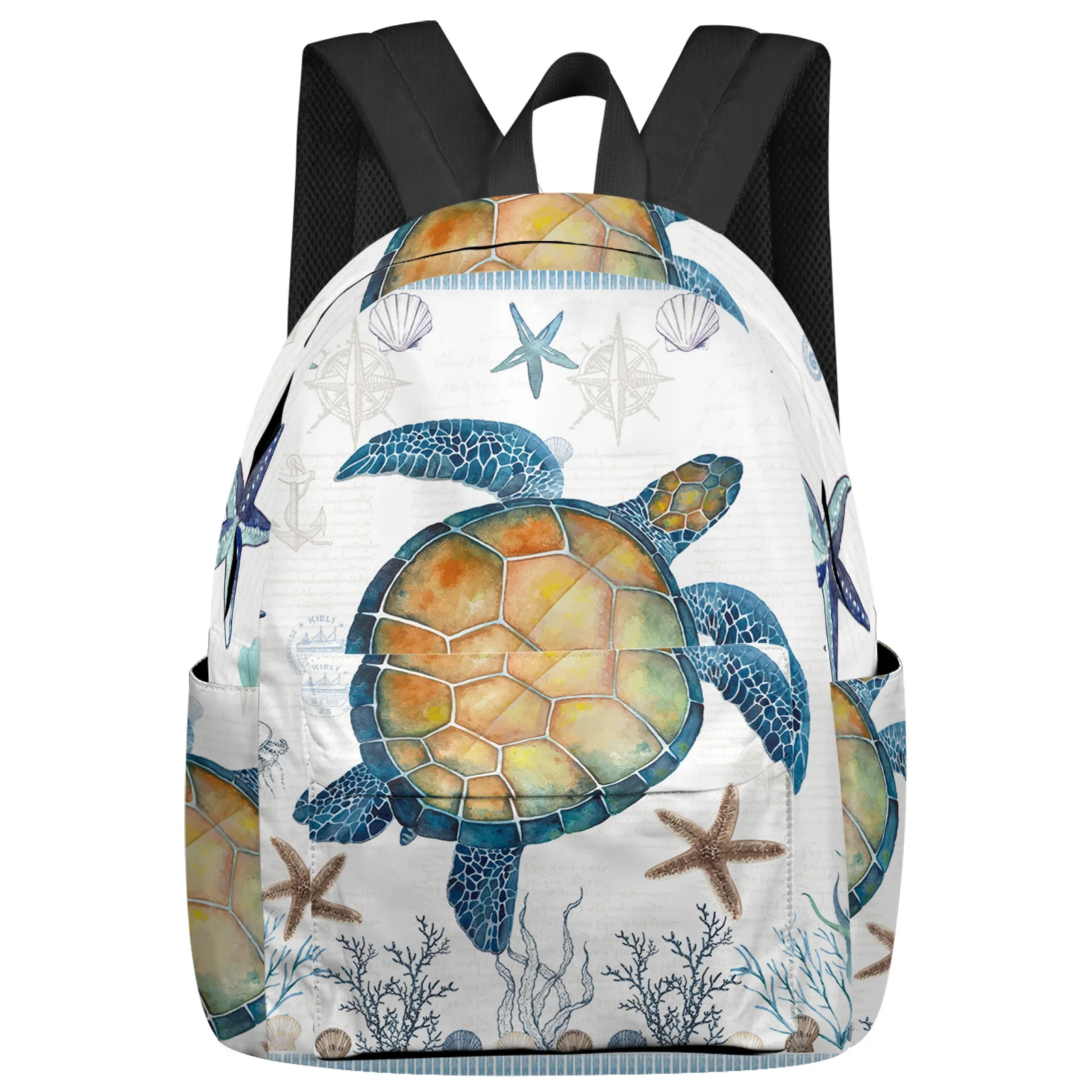 Sea Turtle Blue Starfish Shell Women Man Backpacks Waterproof Travel School Backpack For Student Boys Girls Laptop Bags Mochilas