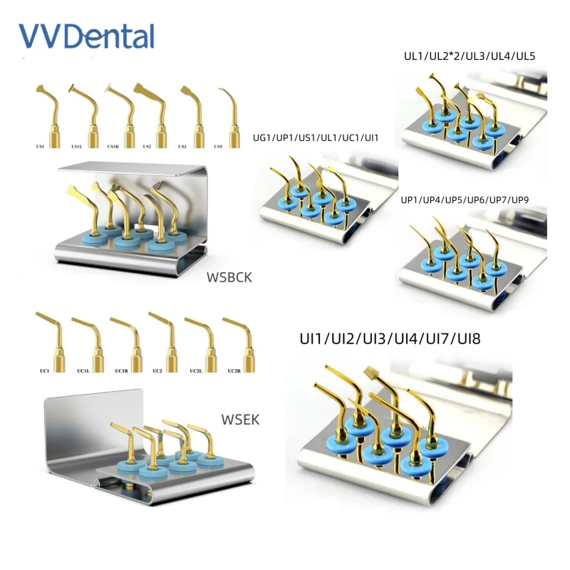 

VV Dental Piezosurgery Bone Cutting Tips Set for Woodpecker NSK Handle with 6-holes Holder Bone Surgery Tips Set