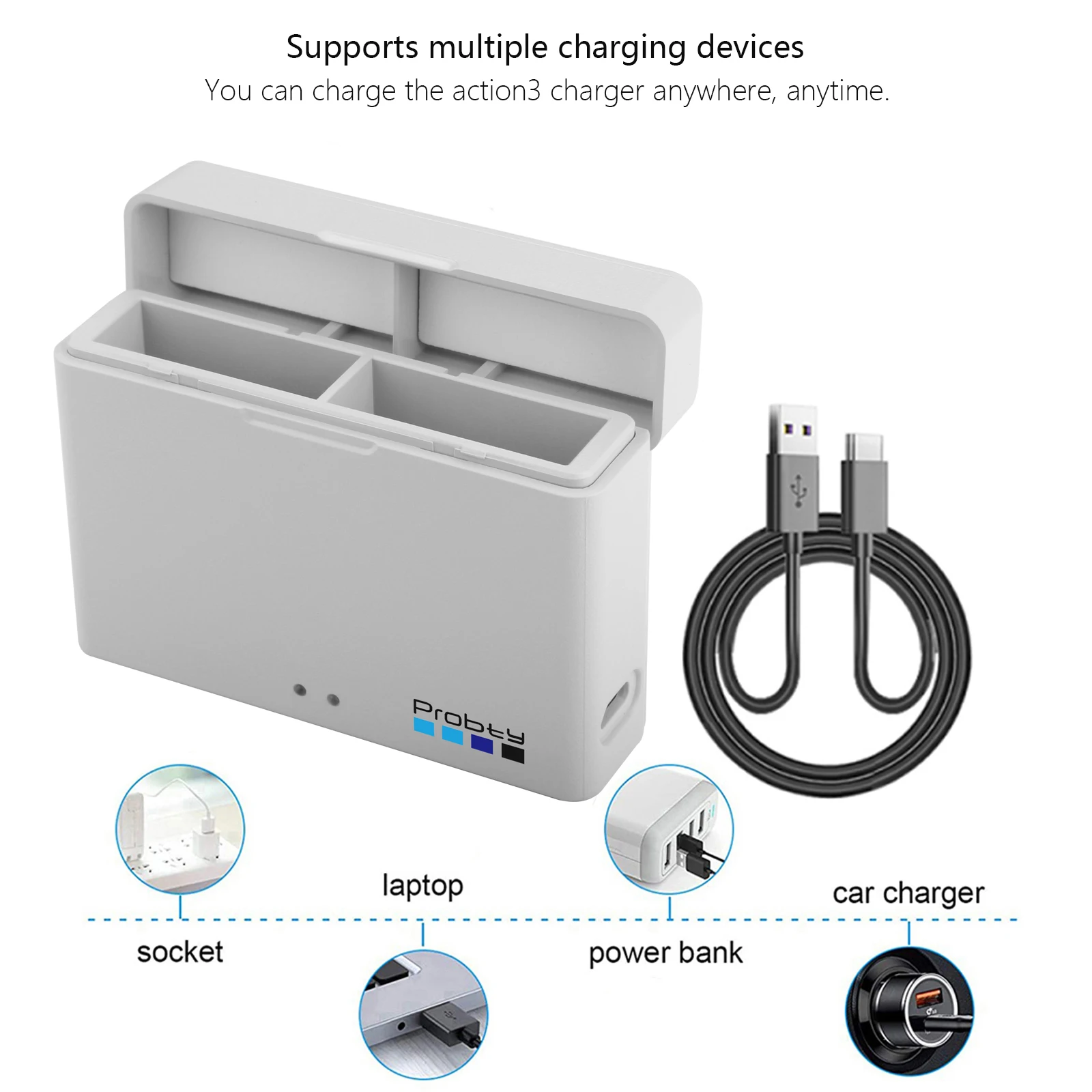 2200mAh For DJI Osmo Action 4 Battery+Charging Box for DJI Action 3 Action 4 Sports Camera Accessories