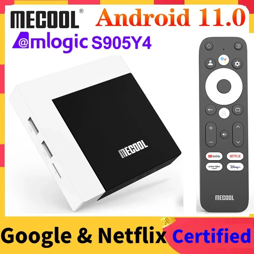 Mecool KM7 Plus ATV Google Certified Android 11.0 TV Box KM7 Amlogic S905Y4 DDR4 Androidtv 11 Dual WiFi 4K Netflix Set Top Box