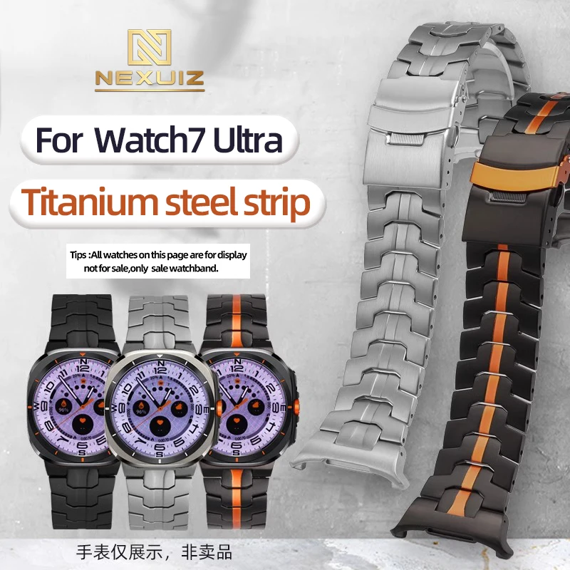 Black Silver Titanium Watch Strap For SAMSUNG Galaxy Watch7 Ultra Watchstrap Titanium Alloy Men  Accessories