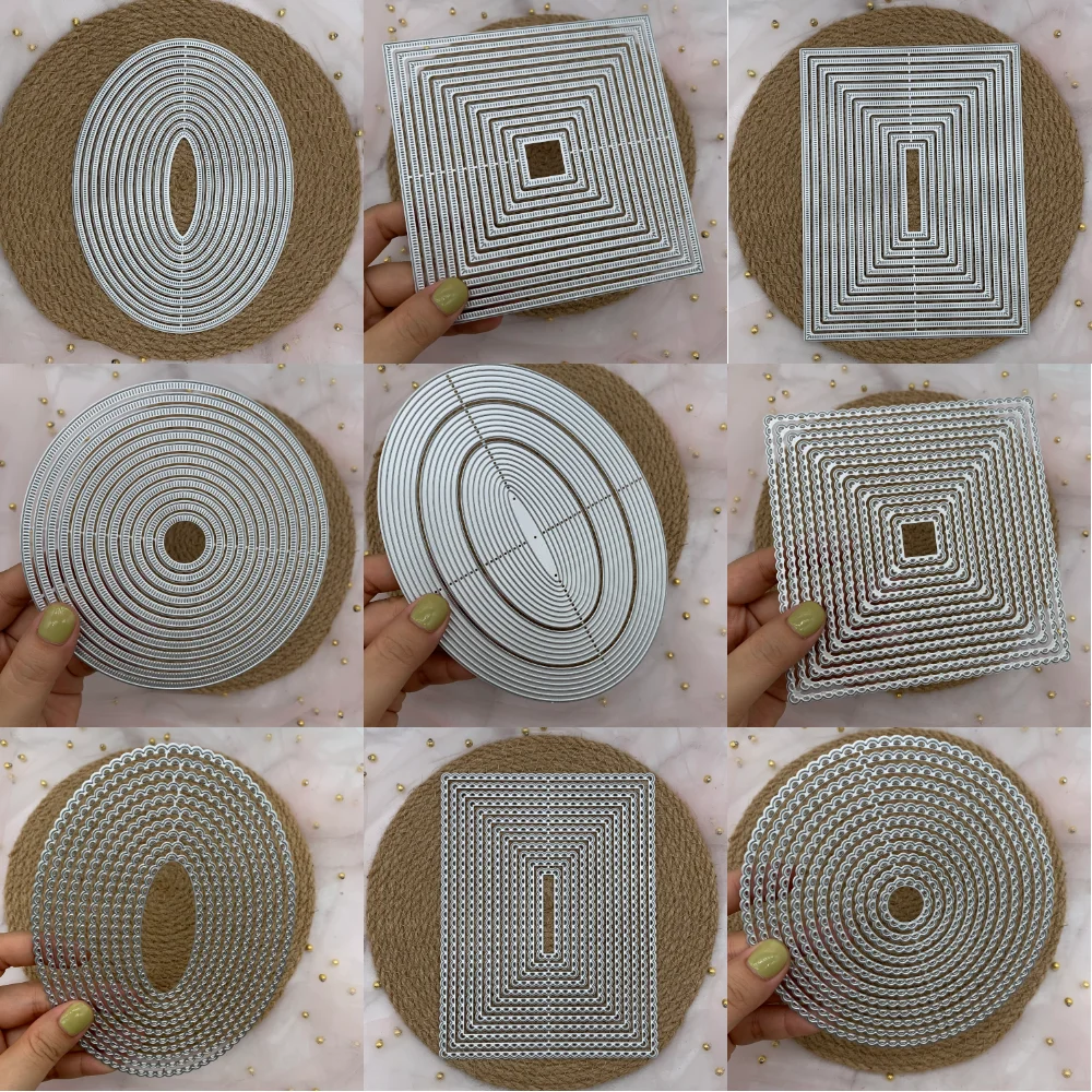 إطارات مع شريط وفتح الإسكالوب المعادن قطع يموت DIY بها بنفسك سجل القصاصات ألبوم ورقة بطاقات الحرف الزخرفية النقش يموت تخفيضات