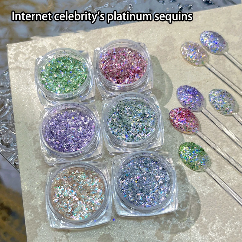 1Box Summer Ultra Thin And Shiny Nail Glitter Sequins DIY Design Nail Art Charms Fragments Sweet Girl Nail Accessories Manicure