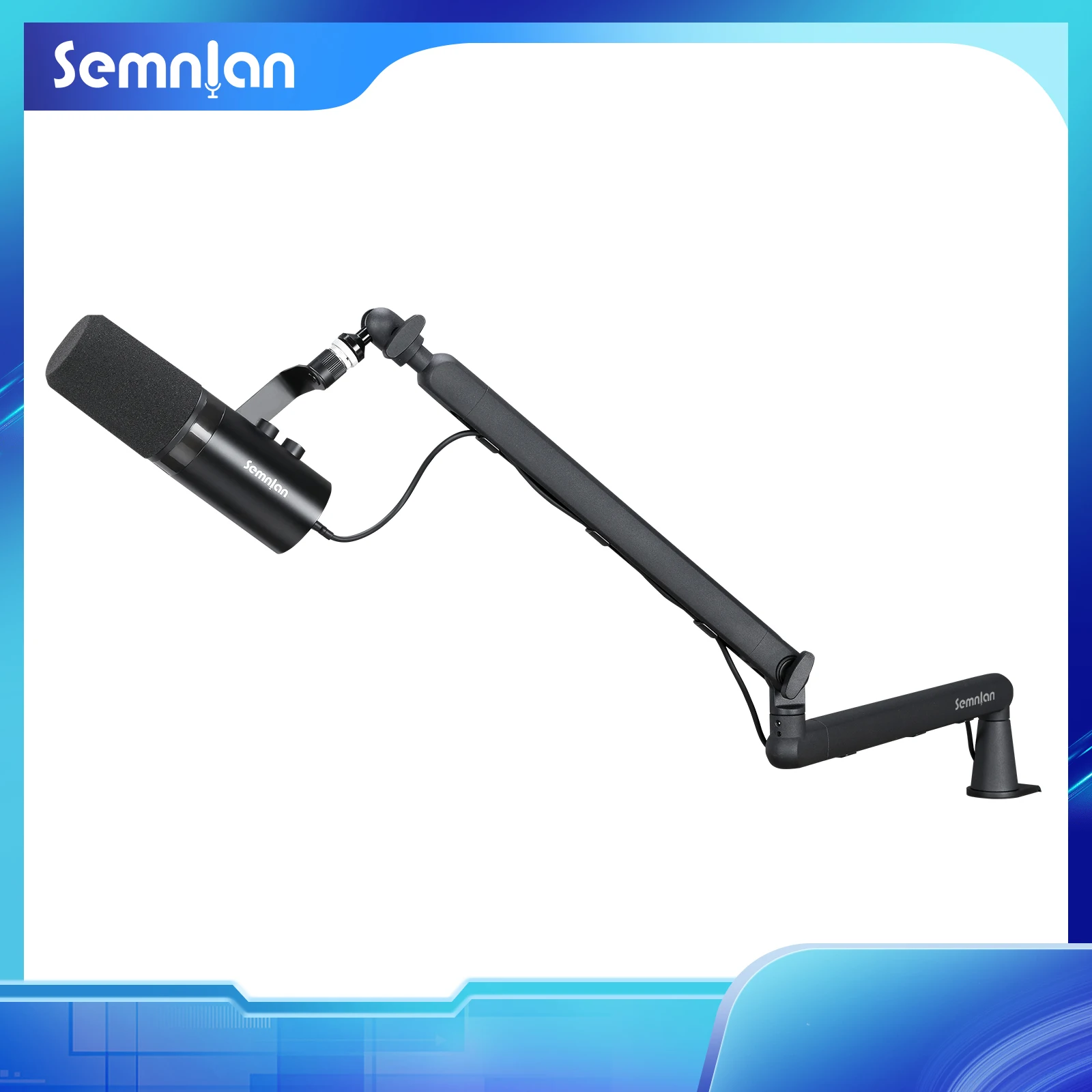 

SEMNLAN LM06 Adjustable Low-profile Arm Microphone Stand with Cable Managment/Desk Mount, Suspension Boom Gaming Recording Metal