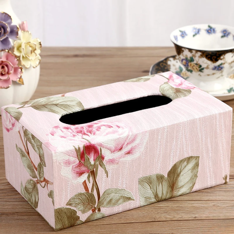 

1 шт., коробка для салфеток из кожи, с цветочным узором