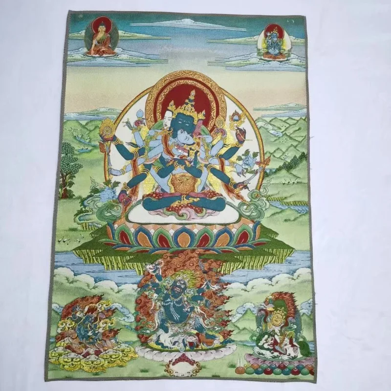 Wholesale Vintage  Embroidered Tibet Green Tara Thangka Calligraphy and Painting Brocade 8 Optional