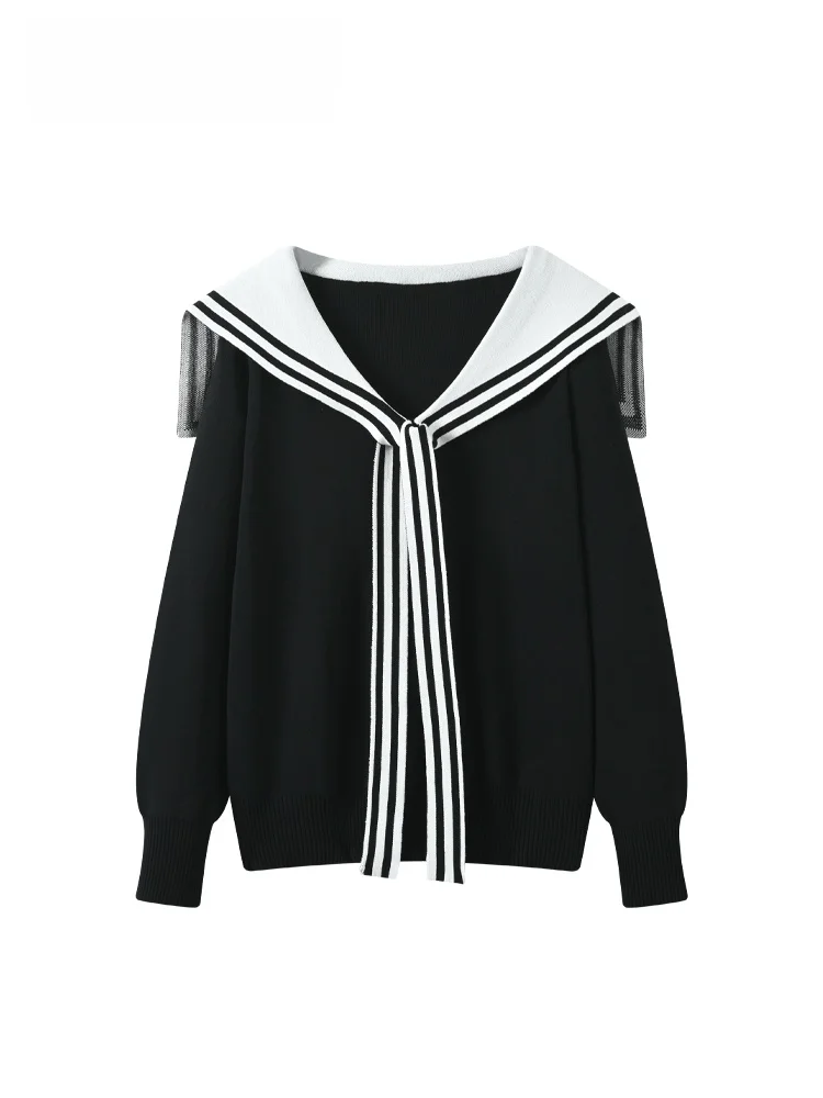 

Женский трикотажный топ больших размеров с длинным рукавом и воротником-стойкой, в студенческом стиле, приталенный, весенняя мода, для ношения под одеждой