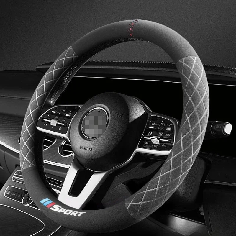 

Suede Leather Sport Steering Wheel Cover,Universal Car Steering Wheel Cover,Car Decoration Accessories Steering Wheel Protector