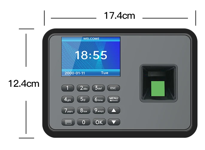 2.4 Inch Biometric Fingerprint Time Attendance System Clock Recorder Employee Recognition Recording Device Electronic Machine