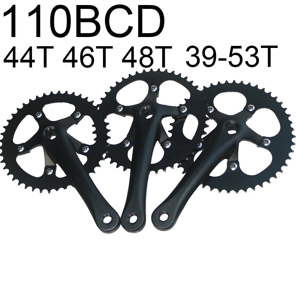 110BCD Road Bike Crankset 110mm 44T 46T 48T Chainring 170mm Square Taper Crank Arm 39-53T Sprocket Bicycle Fixie Chain Wheel