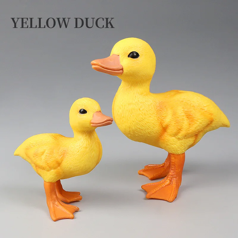 مجموعة حيوانات مزرعة البطة الصفراء اللطيفة - لعبة شخصيات الحركة المصغرة لمحاكاة البلاستيكية الصلبة هدية عيد الميلاد للأطفال