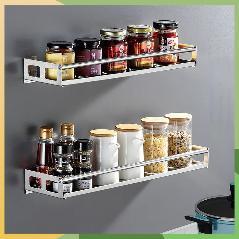 

Punch-free Storage Rack Kitchen Stainless Steel Removable Shelf Organizer Bathroom Shampoo Storage Rack Kitchen Spice Shelves