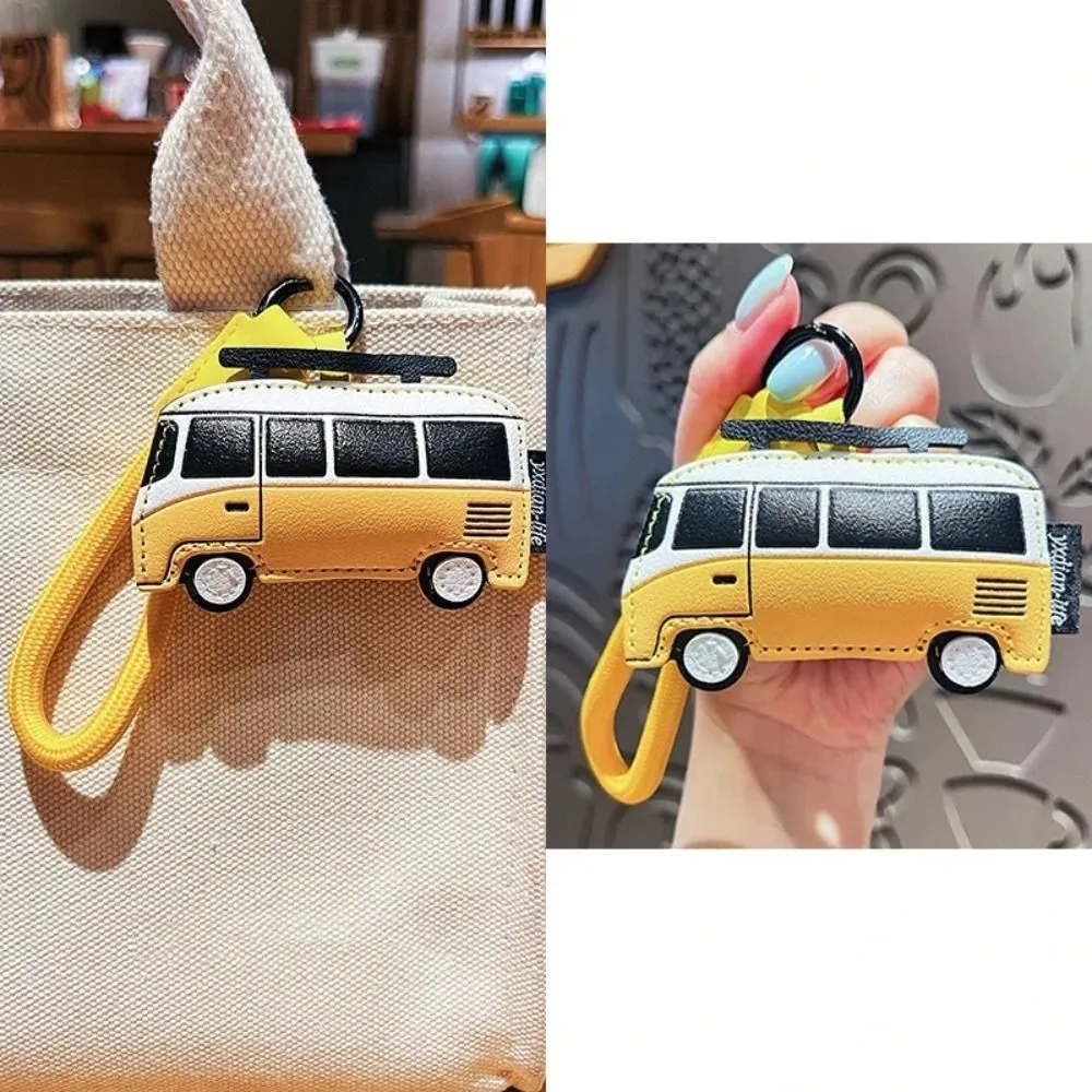 Cute Cartoon Airplane Keychain PU Leather Transportation Bag Hanging Decoration Motorcycle Luxury Bus Shape Keychain view 2