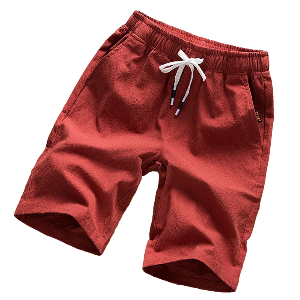 Shorts de linho de algodão masculino verão moda respirar leve fino bermuda shorts masculinos com cordão solto beach wear bottoms