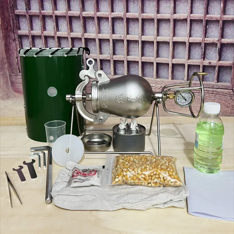 

Mini Popcorn Machine, Vintage Household, Stainless Steel Popcorn Stove Grain Amplifier