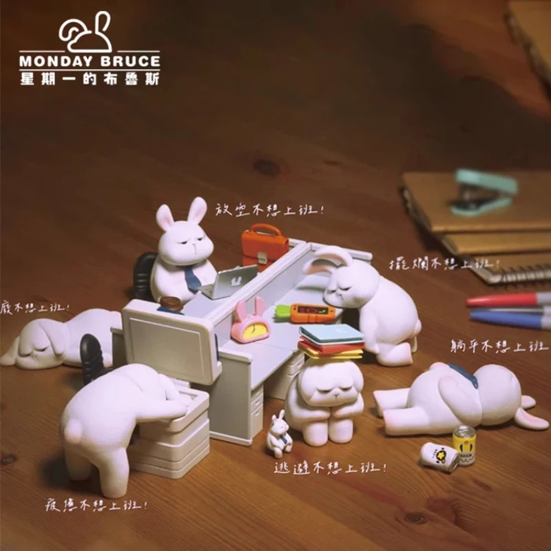 Maandag Bruce wil niet werken Trendy Blind Box 1-7 generatie volledige serie gepersonaliseerd desktopbeeldje voor geschenken