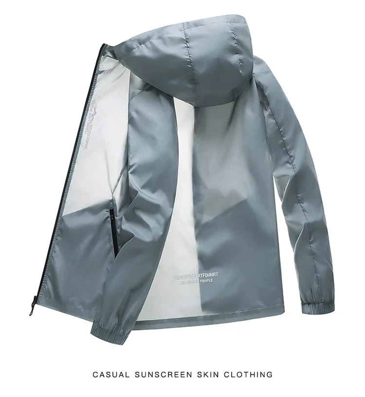 Veste Coupe-Vent Légère à Capuche UPF50 +, Vêtements de Protection Solaire UV d'Été, pour l'Extérieur, la Randonnée, le Camping, la Pêche