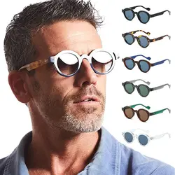 Double Color Round Sunglasses Fashion Clear Lens Rivets Decoration Y2K Glasses UV400 Retro Sun Glasses for Women & Men