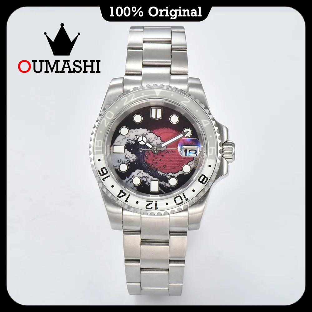 NH35 Watch Japan Kanagawa Dial Sapphire Glass Full Night Vision Luminous Dial 100m Waterproof Fashion Sports Style Watch