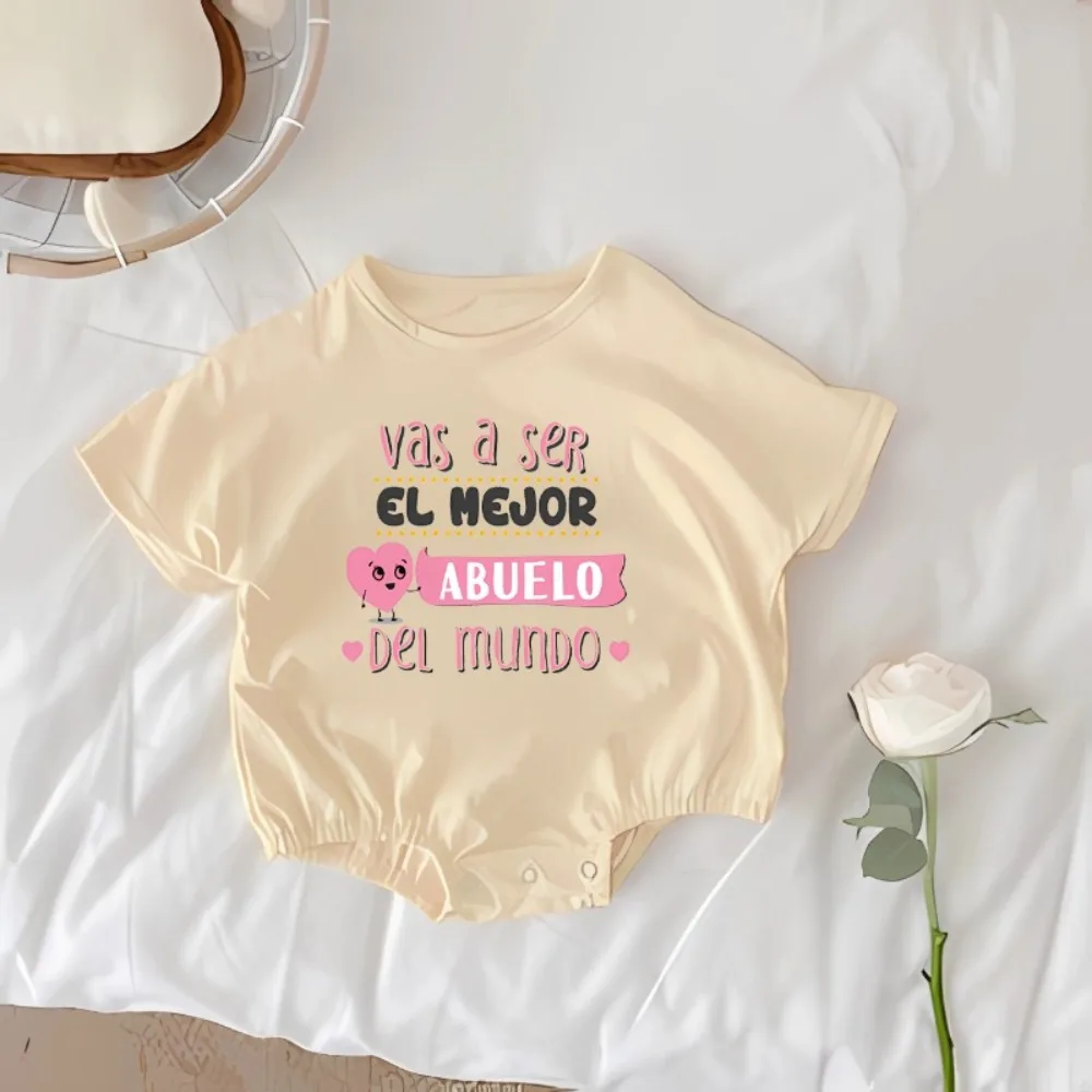 You Will Become The Best Grandfather in The World Print Bubble Baby Rompershort Sleeve Bofysuit  Spain Grandparents Day Surprise