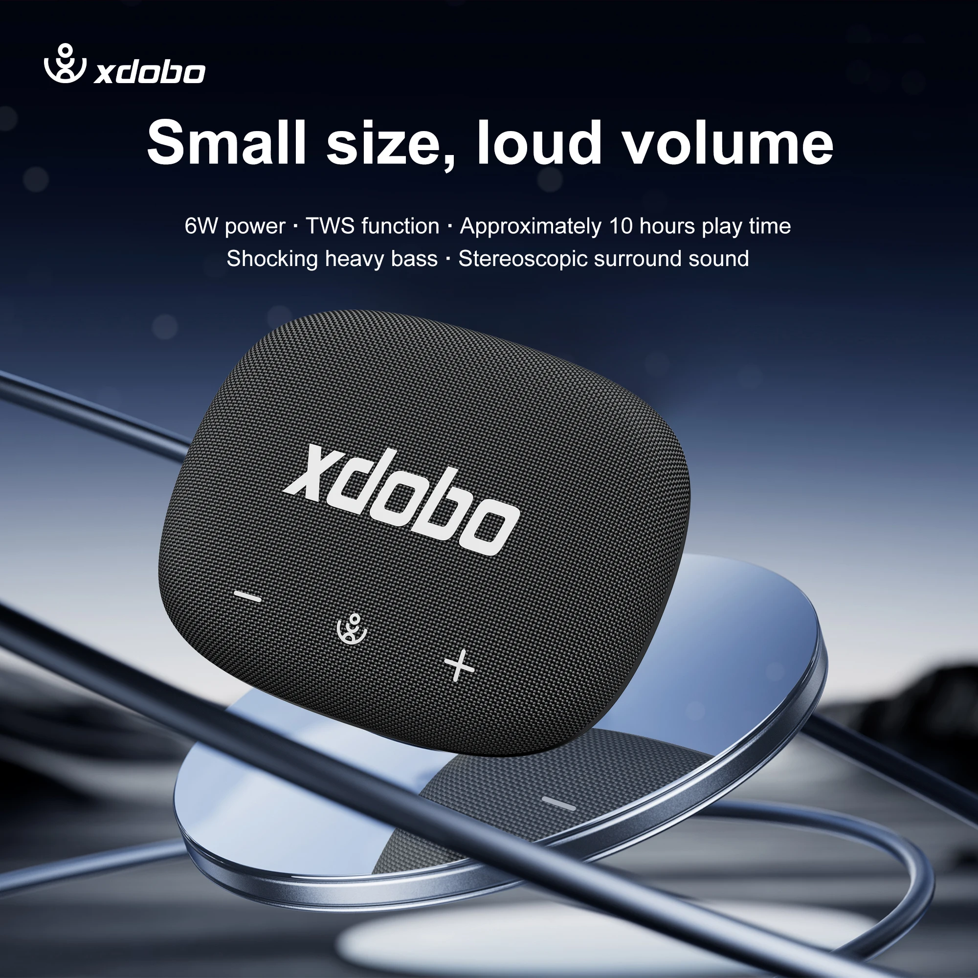 XDOBO 1996 II سمّاعات بلوتوث محمول خارجي مكبر صوت لاسلكي 5 واط قوة الإخراج 30 ساعة حياة طويلة للغاية IP7 مقاومة للماء