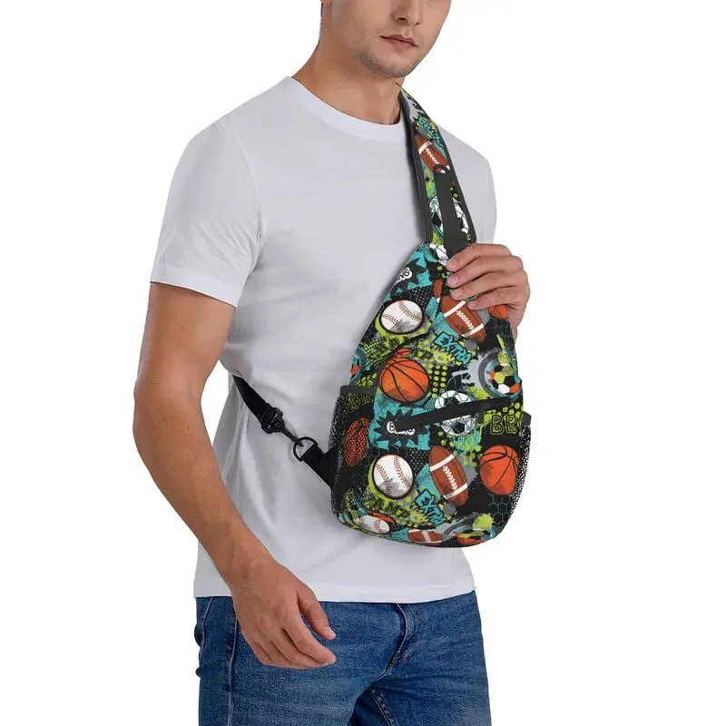 أزياء البيسبول كرة السلة كرة القدم نمط حبال أكياس للسفر الرجال الصدر حقيبة كروسبودي الكتف Daypack #6