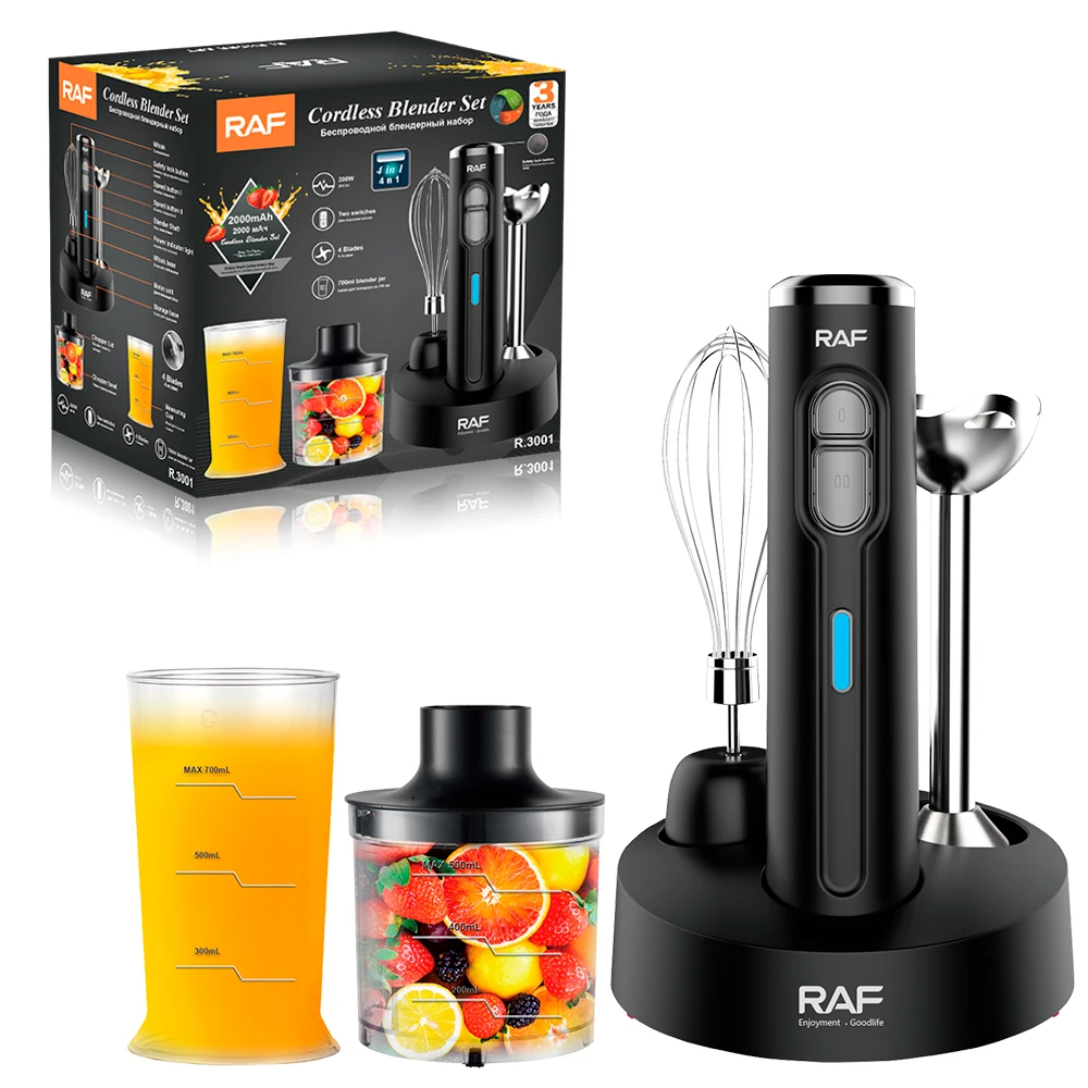 

4 in 1Cordless Immersion Blender Stainless Steel Hand Blender Mixer with Base Portable Home