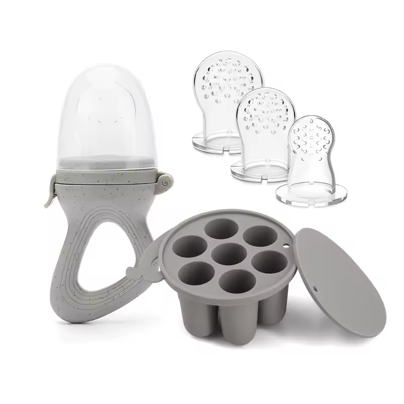 Baby Fruit Feeder Teether Pacifier with Baby Food Freezer Tray Set Silicone Freezable Teether for Fruit Purees Self Feeding - Image 8