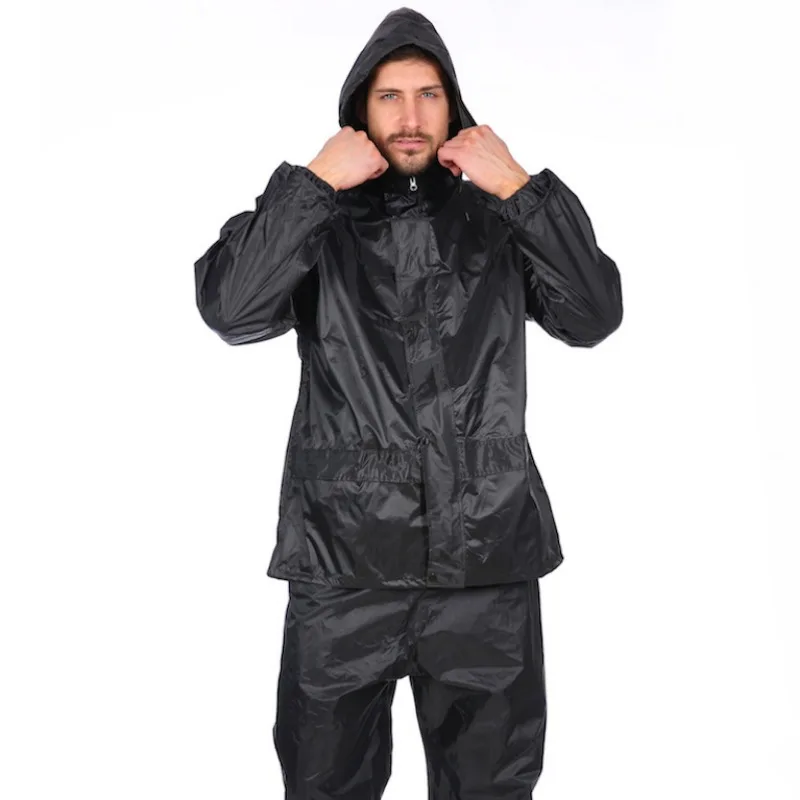 Raincoat rain pants set Breathable rainproof polyester cloth reflective thickened men\'s and women\'s construction raincoat riding