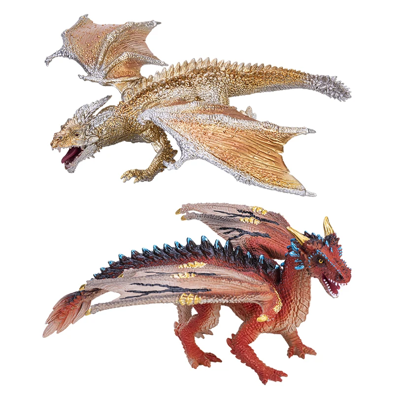 لعبة على شكل ديناصور للأطفال ، نموذج التنين السحري الذهبي ، أساطير الوحش ، محاكاة الحيوانات الوحش ، مجموعة علب ، هدية أصلية