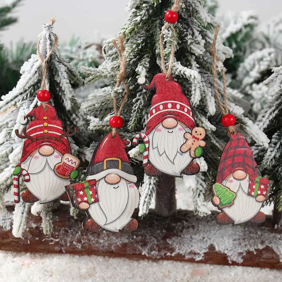 12pcs/Set Chrsitmas Gnomes Wooden Pendants Christmas Decor Home Xmas Tree Ornaments 2023 Navidad Noel New Year Party Gift Decor