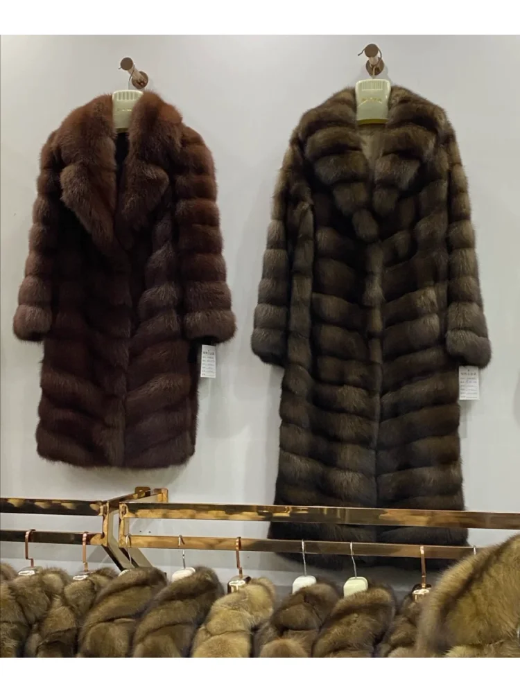 French High End Winter Faux Fur Coat Smooth Soft Chestnut Elegant Warm Exquisite Fashion Gentle Dating Gorgeous Party Outerwear
