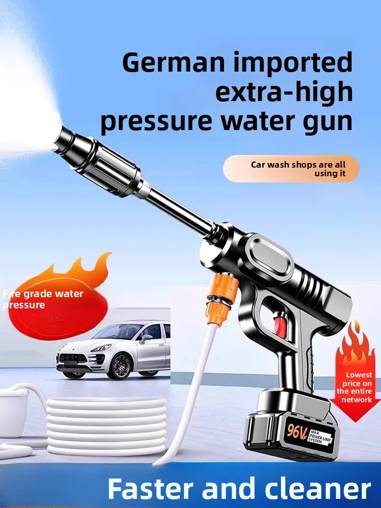 2025 New Wireless Car Wash Machine with High-Pressure Water Gun for Home Use and Car Cleaning with High-Power Charging