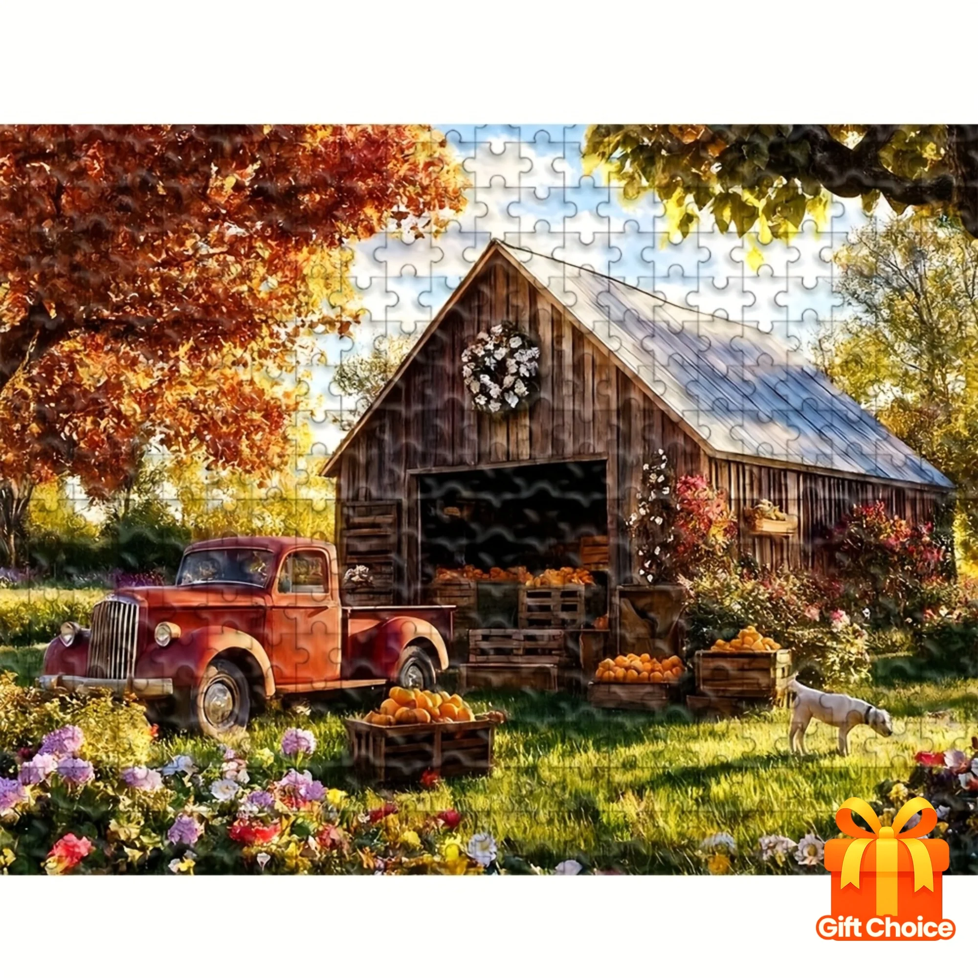 

Большой пазл для взрослых, 500/1000 шт., сарай и трактор в фермерском доме, сцена с 1000 деталями, сложная семейная игра, ночь